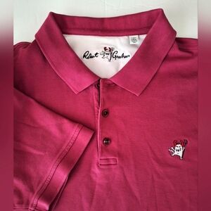 Robert Graham Shirt Mens 2XL Pink Devil Embroidered Polo Short Sleeve